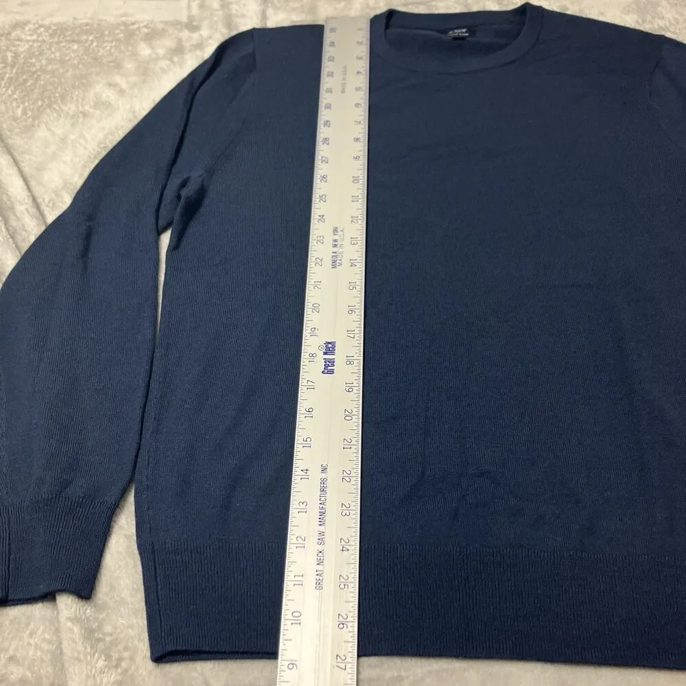 J‎ Crew Merino Blend Sweater Mens L Blue Minimal Preppy Classic Crewneck CL440